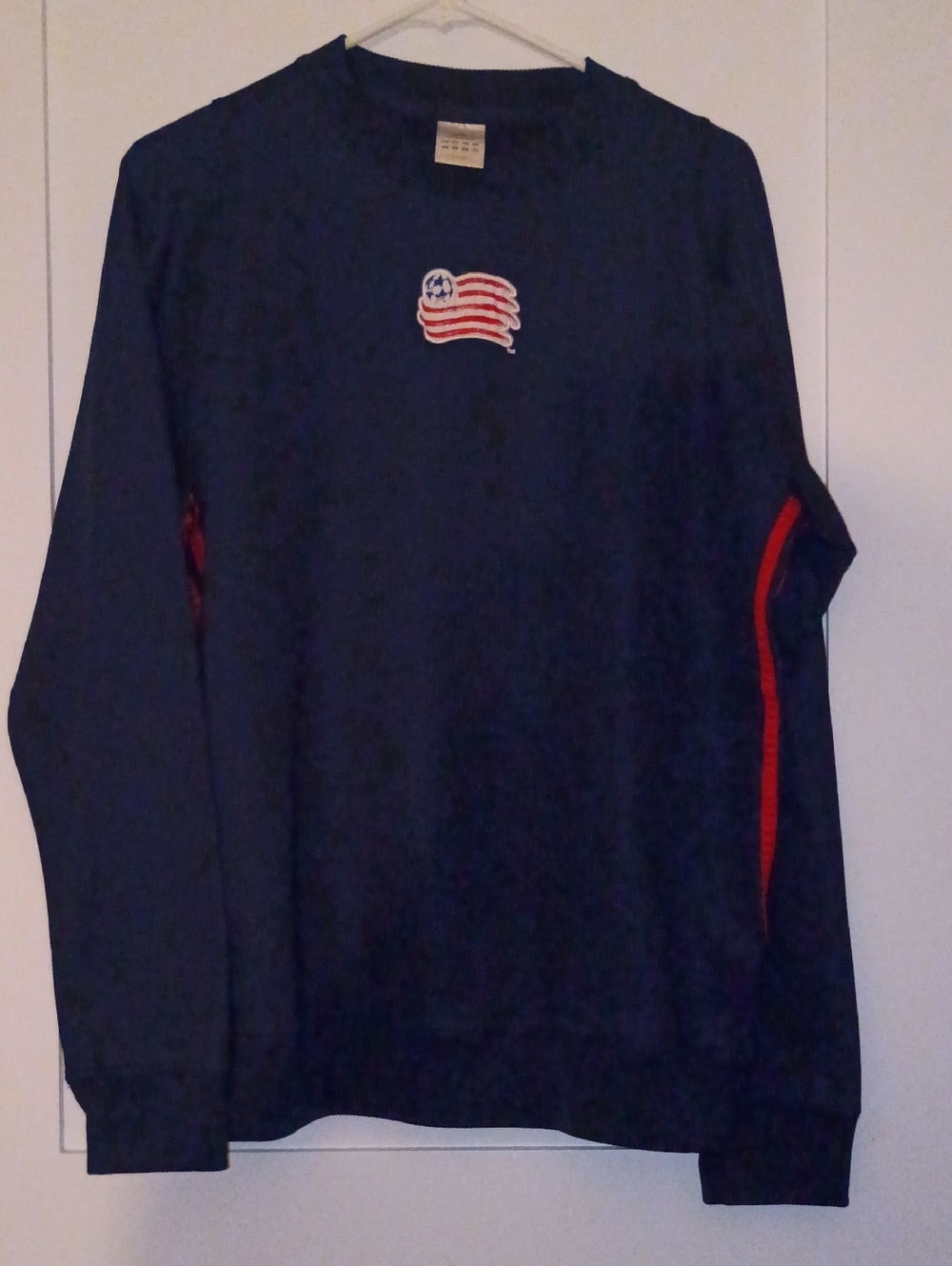 adidas Navy Crewneck Sweater with Red Side Stripes